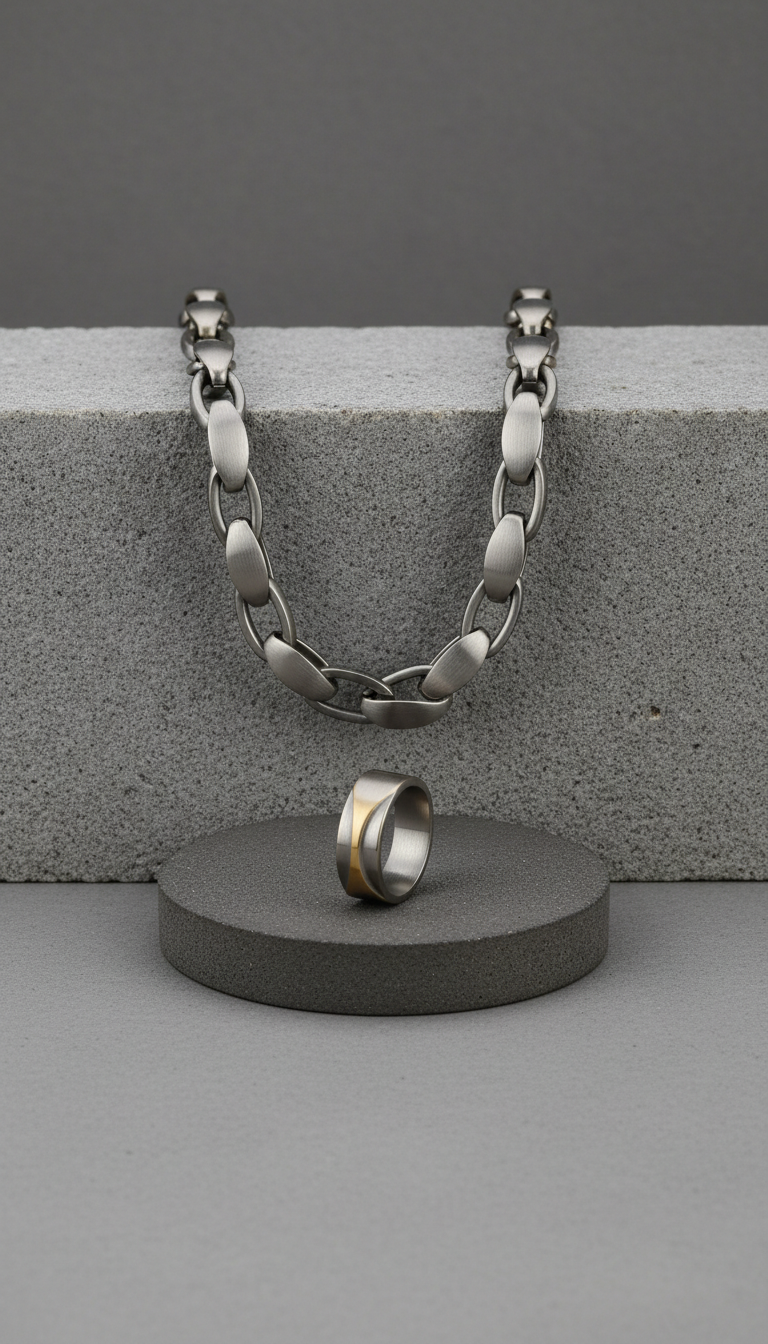 Gunmetal stainless steel link necklace
