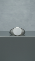 Satin silver stainless steel signet ring