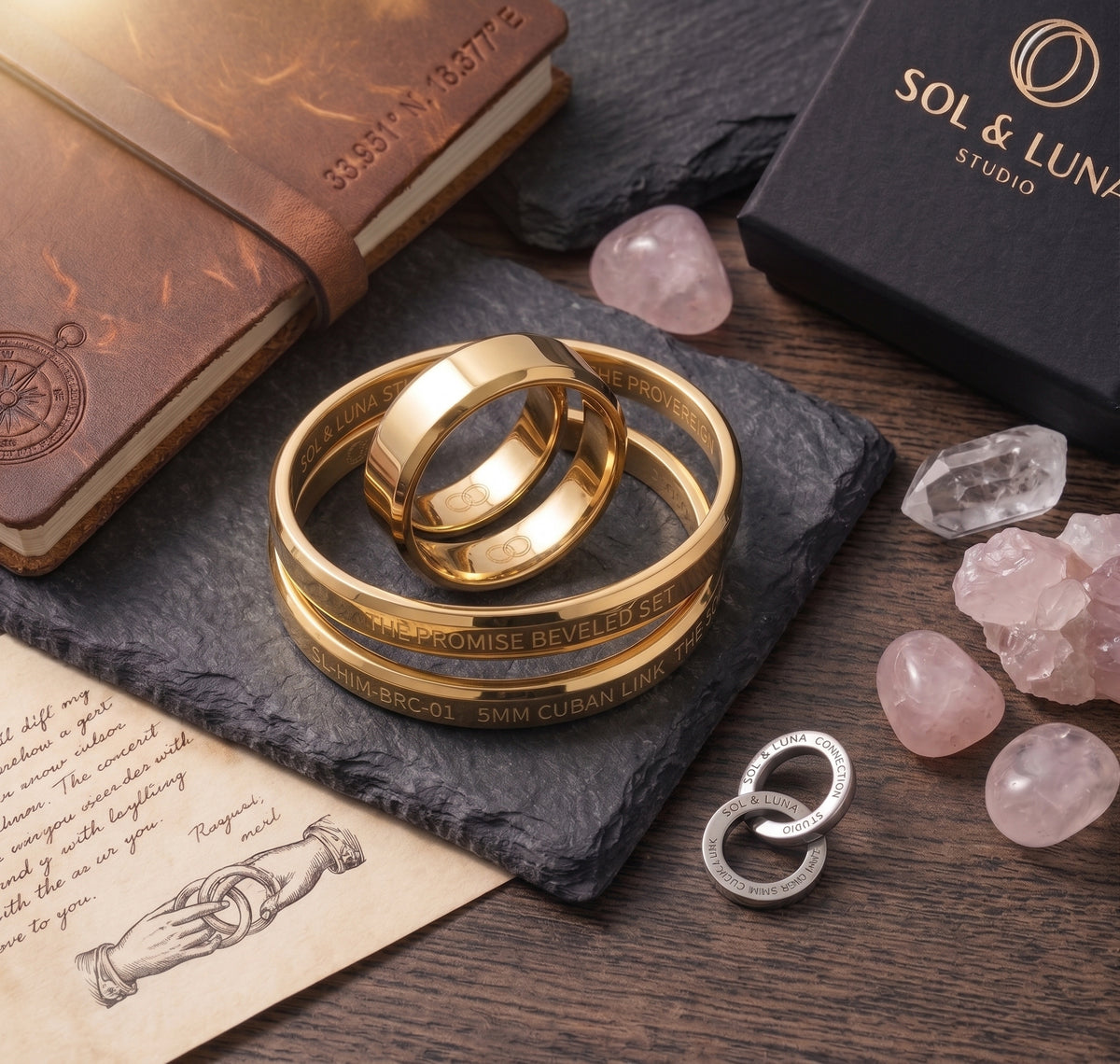 The Promise Beveled Couple Ring Set