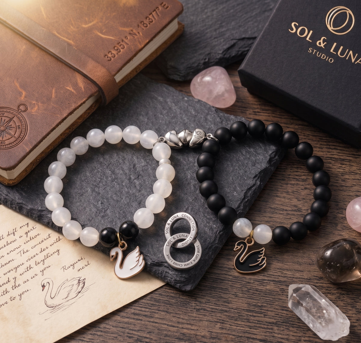 Sol & Luna Magnetic Connection Couple Bracelets